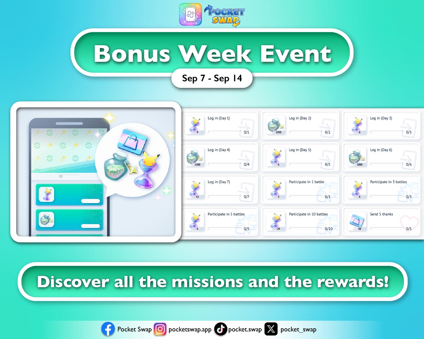 Pokémon TCG Pocket Bonus Week: All Missions, Rewards & How to Trade Smarter with Pocket Swap